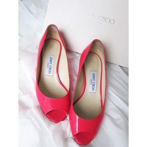 Jimmy Choo Bergen Neon Pink Patent Wedges