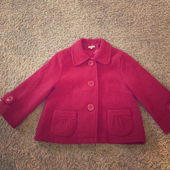 Red wool button down blazer. Medium.