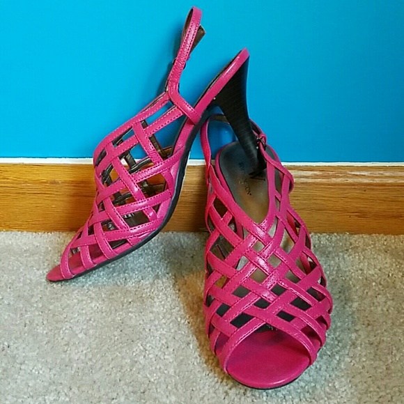 Pinky strappy slingback high heels