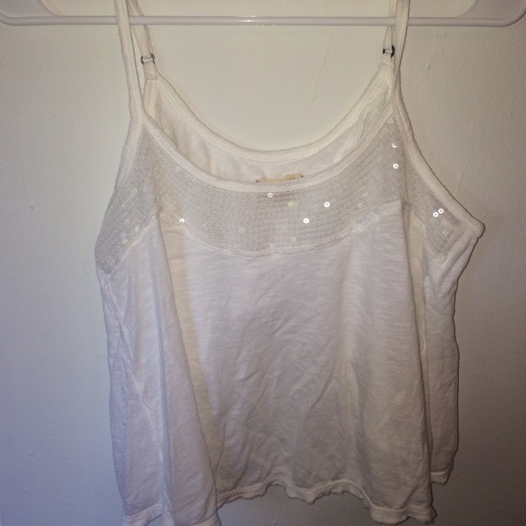 hollister white sequin tank top! cute back! size M - Picture 1 of 3