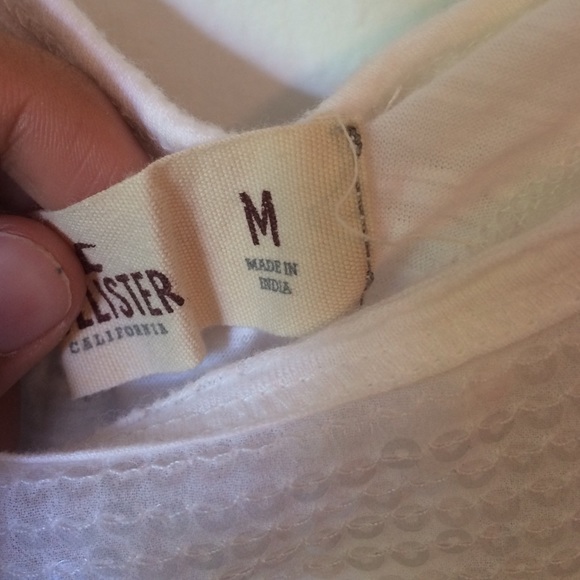 hollister white sequin tank top! cute back! size M - Picture 2 of 3