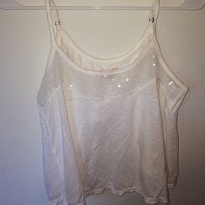 hollister white sequin tank top! cute back! size M