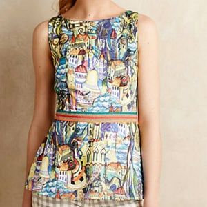Anthropologie Cityscape Peplum Top
