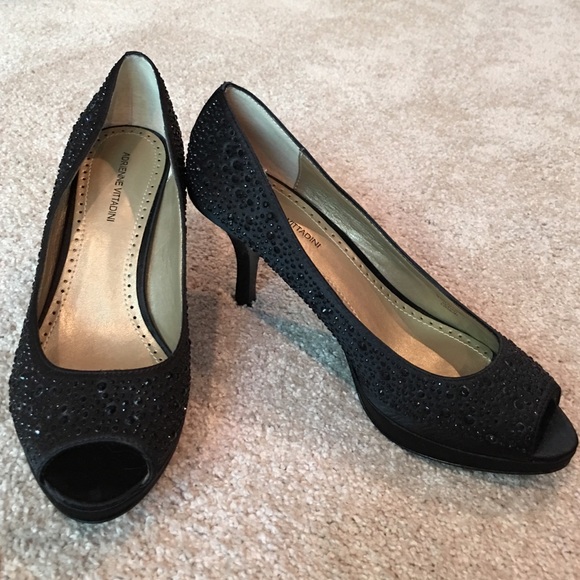 Adrienne Vittadini open toe studded platform pumps