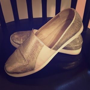 Gold Metallic Slip-On Loafers