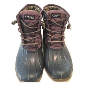 Sperry grey and navy duck boots