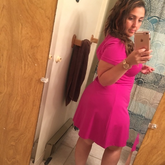 Tahari Magenta Fit & Flare Dress - Picture 2 of 4