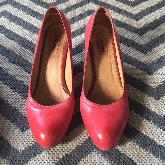 Cherry red almond toe Miz Mooz pumps.