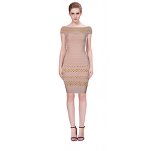 Gold studded bandage dress