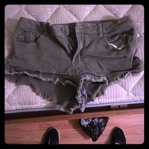 Green Denim Shorts