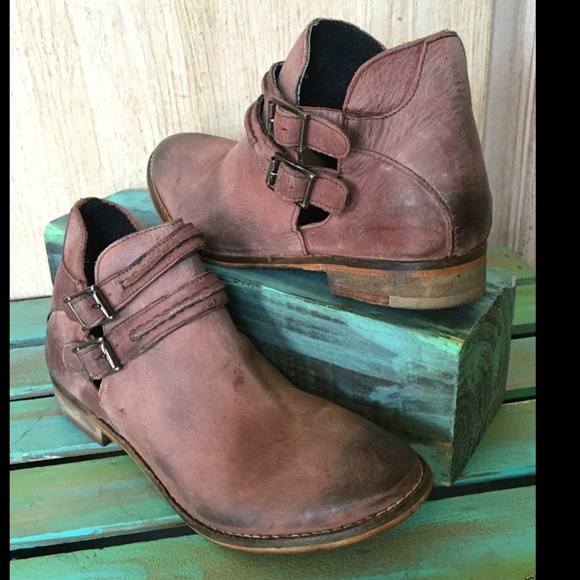 Free People taupe pink (red Braeburn Ankle Boot 36 - Picture 2 of 4