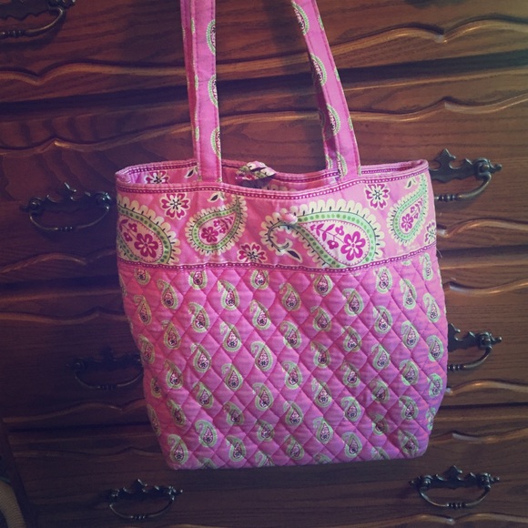 Vera Bradley pink and green small tote