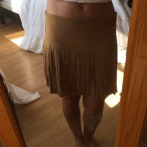 Suede fringe skirt!