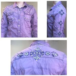 3/4 sleeve bling western/ farm show shirt