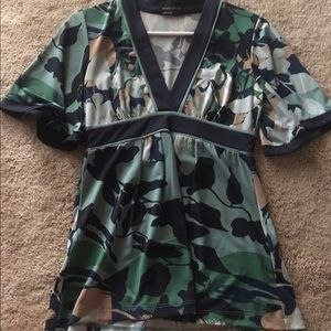 BCBG floral polyester blouse