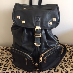 Black studded back pack (large)