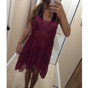 *Free People* Magenta Flowy Slip Dress