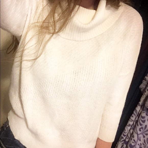 Cowl neck white sweater