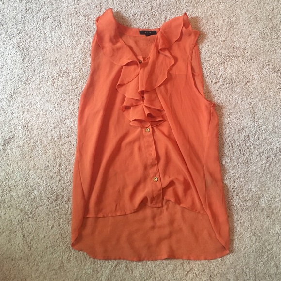Sheer orange button down - Picture 1 of 1