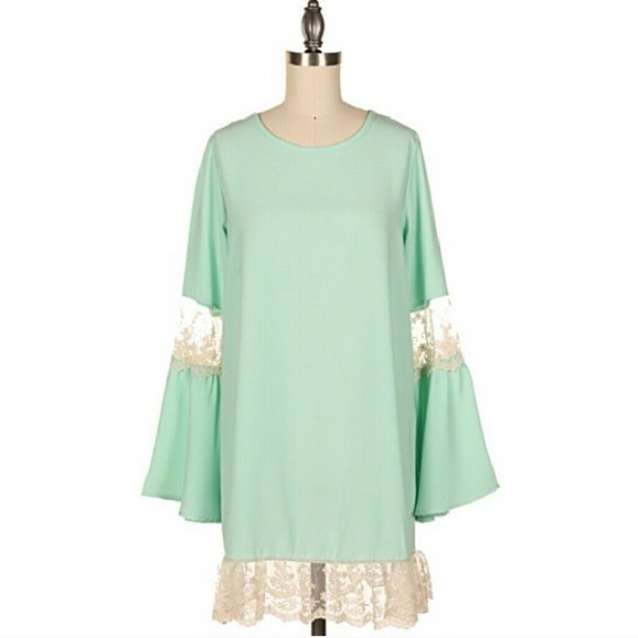 Mint Green Dress w/ Lace - Picture 5 of 5