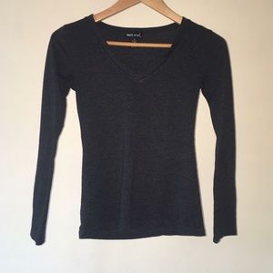 Long Sleeve V-Neck Tee Charcoal Grey