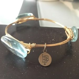 Aqua bourbon and bow tie bangle bracelet