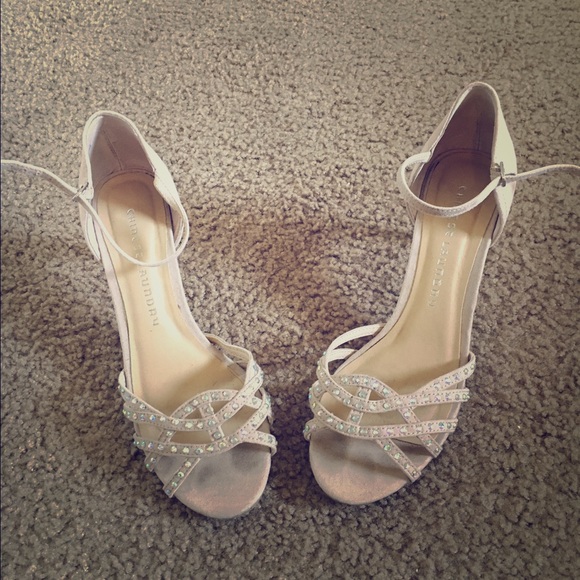 Nude heels with gem detailing