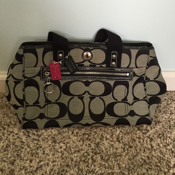 Black, Gray, Pink Coach Purse