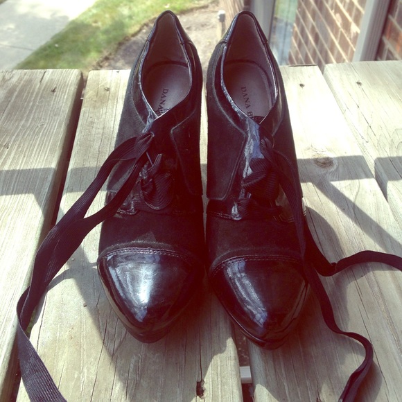 Black suede heel. Size 7
