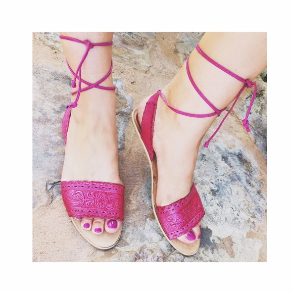 Vintage leather lace up sandals