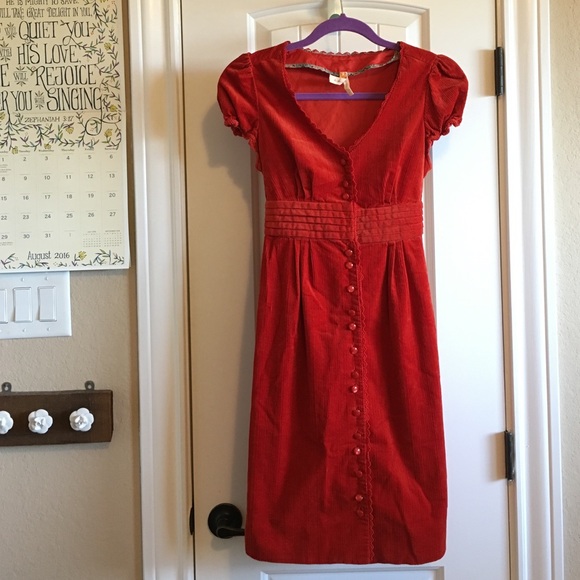Maeve Burnt Orange Button Dress