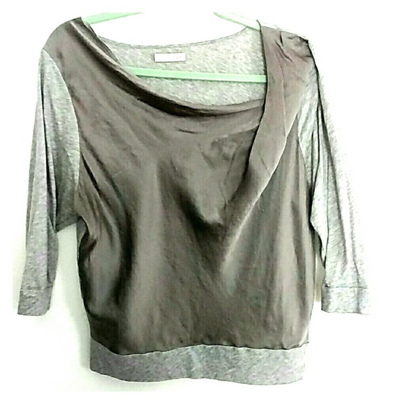 Mixed media silk/cotton blend 3/4 sleeve top