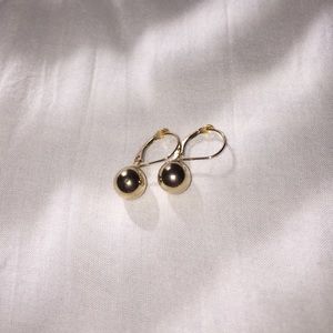 Gold lever back ball earrings