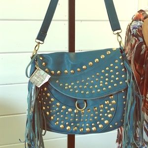Teal bag/ fringe bag/shoulder bag