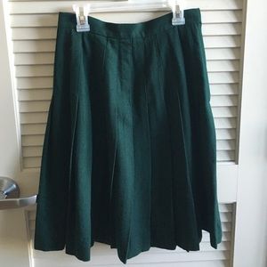 Forest green pleated wool skirt