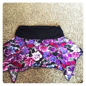 Purple and black short floral skit