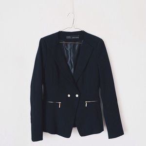 Pique Blazer With Zips