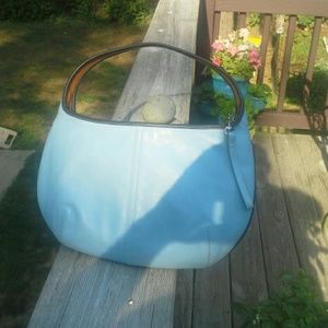 Blue Leather Coach Handbag