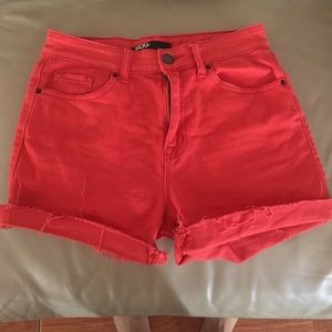 High waisted orange shorts !!!