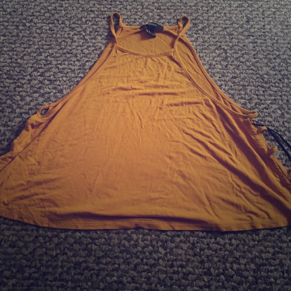 Mustard Yellow sleeveless swing crop top