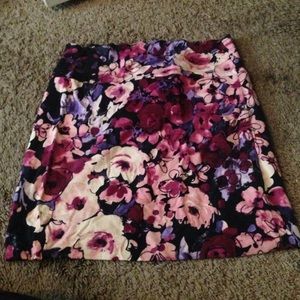 Purple Pink Floral Pencil Skirt Large