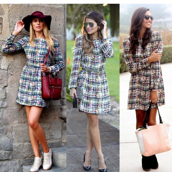 Zara NWT abstract watercolor long sleeve dress