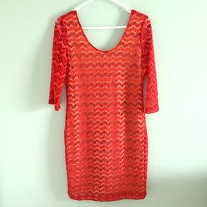 Chelsea and violet red half-sleeve lace dress
