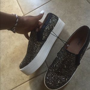 Black and Gold Platform Shoes