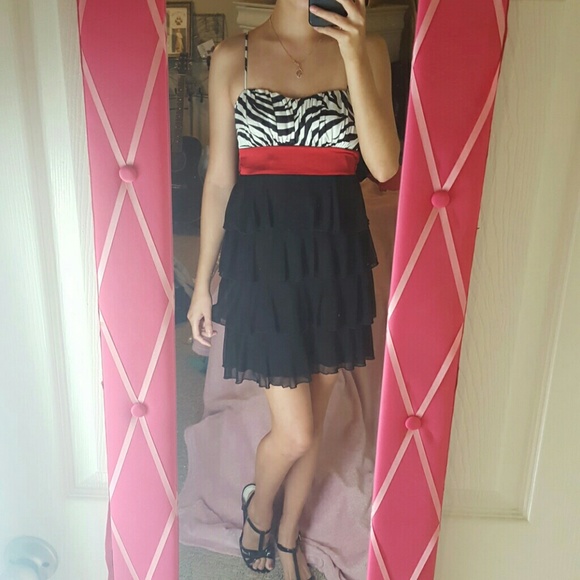 Zebra and red party dress