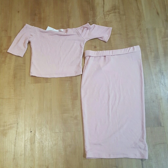 Softy pink skirt and crop top set