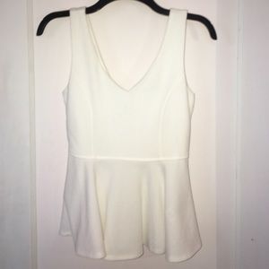 Forever 21 White Peplum Tank Top SM NWT