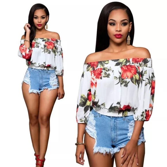 Off shoulder floral top