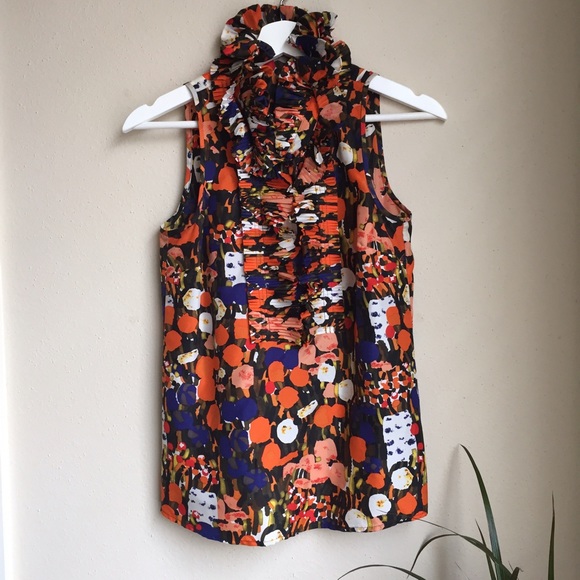 J.Crew Silk Ruffle High Neck Blouse