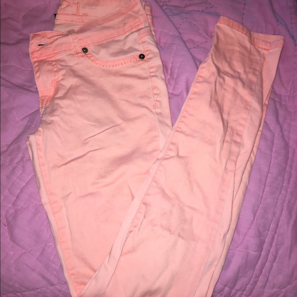 peach colored jeans